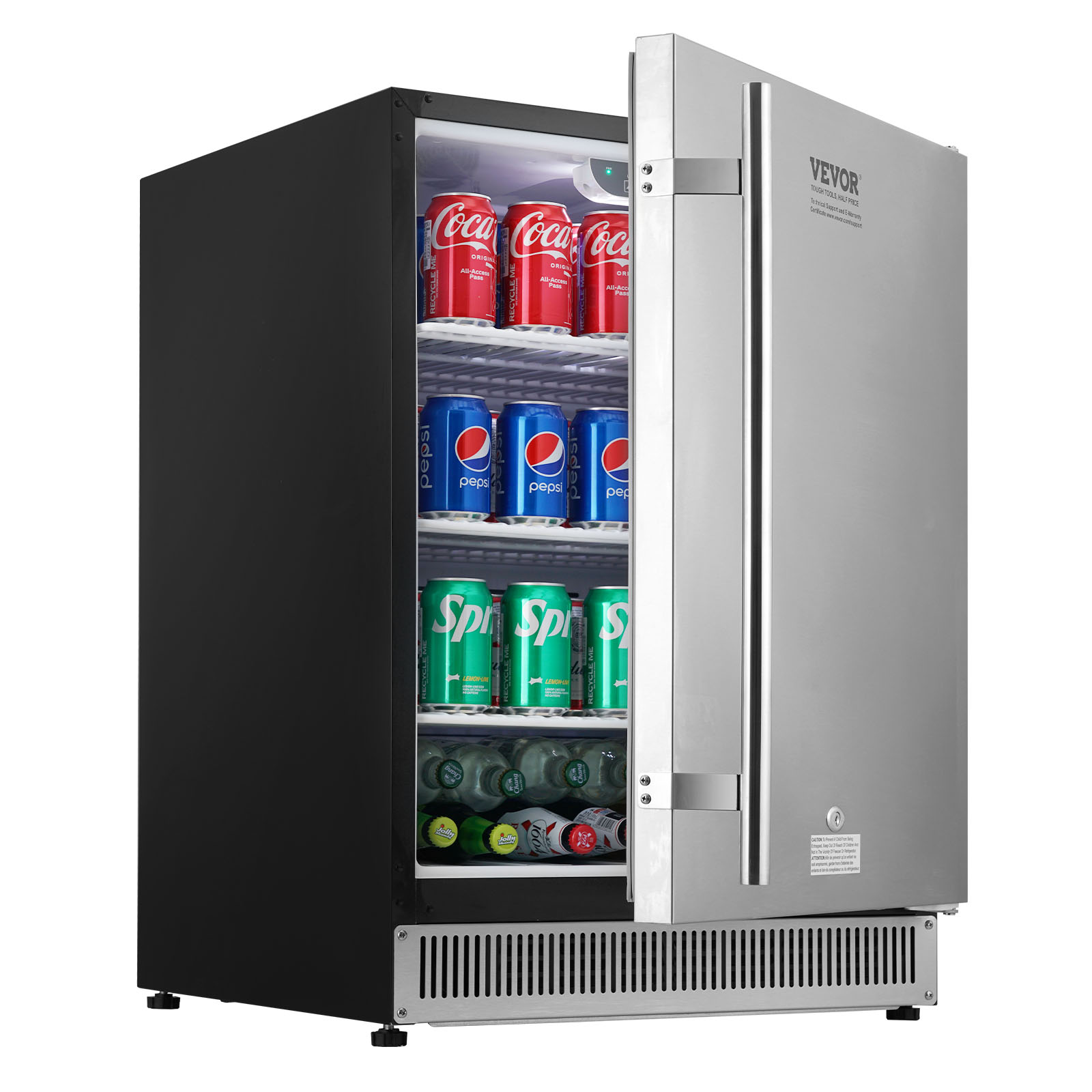 VEVOR 24" Built-in Beverage Refrigerator Fridge Cooler 185QT Beer Indoor/Outdoor