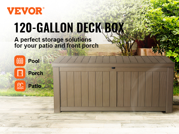 VEVOR Deck Box, 120 Gallon, 56.3 x 26.6 x 23.8 Outdoor Storage