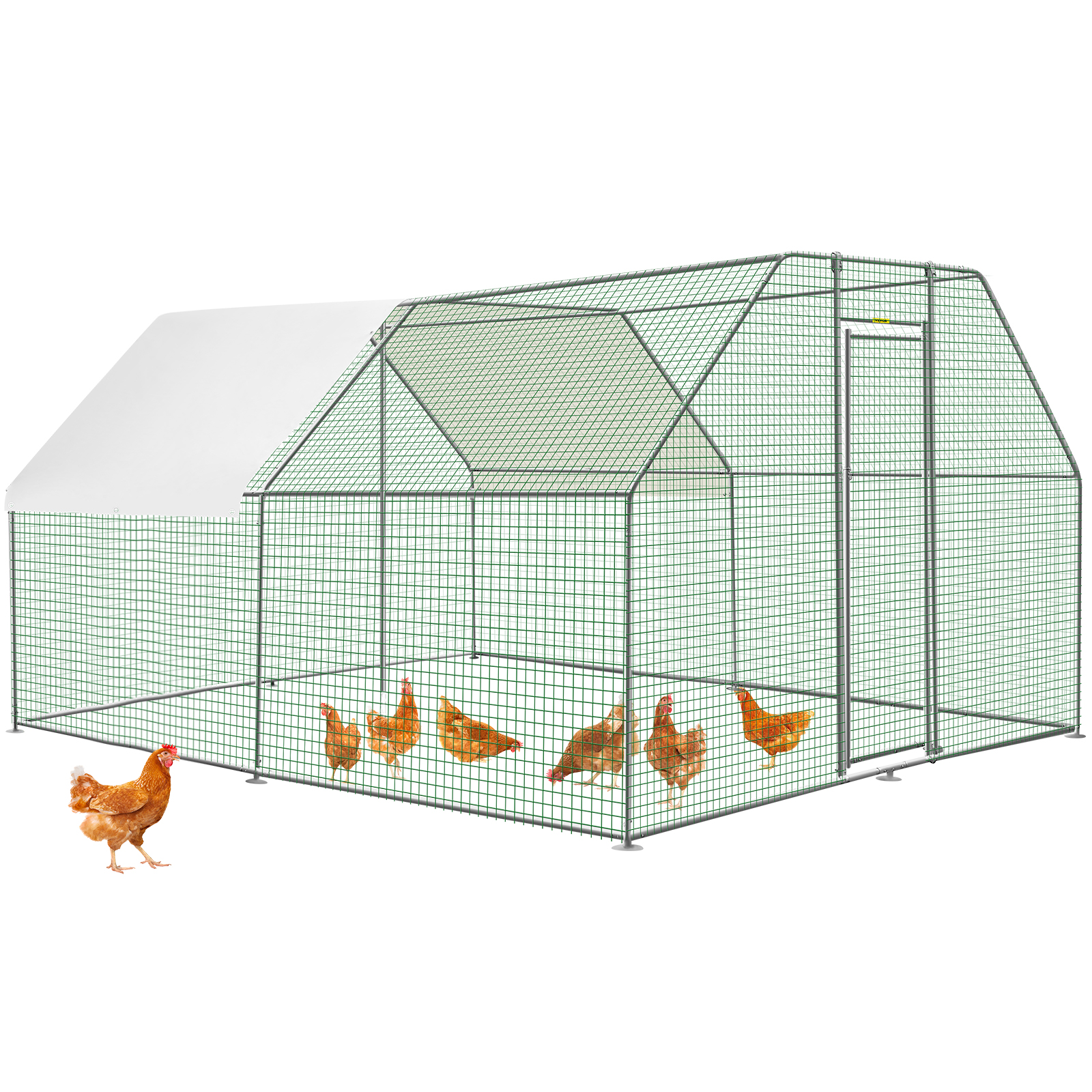 VEVOR VEVOR Gallinero grande de metal con corral, gallinero para patio con  cubierta impermeable, jaula de aves de corral al aire libre para uso  agrícola, área grande de 12,8 x 9,8 x