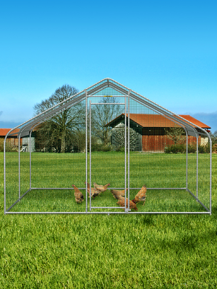 Vevor Large Metal Chicken Coop Hen Run House Spire Walkin Cage 12.8x9