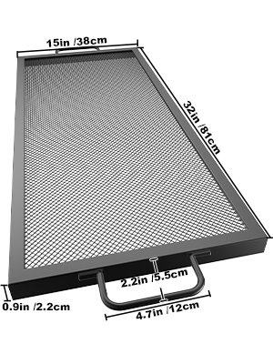 VEVOR Rectangle Fire Pit Grate,32-inch Fire Pit Grill Grate, X-Marks Rectangle Grill Grate, Black Steel Fire Grate, Fire Pit Cooking Grate with Handles, Fire Grill Grate for Fire Pit, Campfire