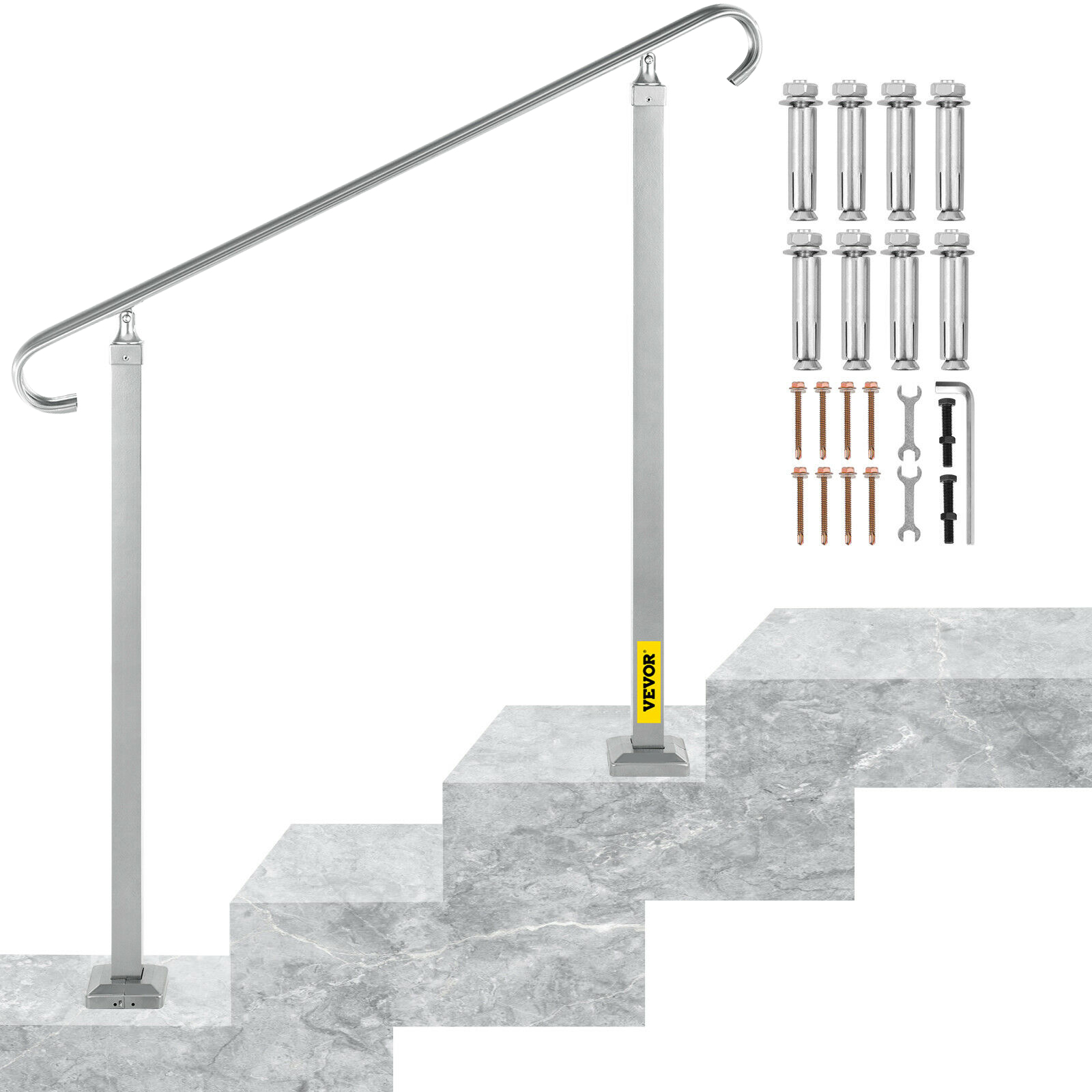Pasamanos para escaleras de metal negro – Kit completo, barandilla  pasamanos escaleras diseño de tubo de agua para interiores y exteriores,  barandilla