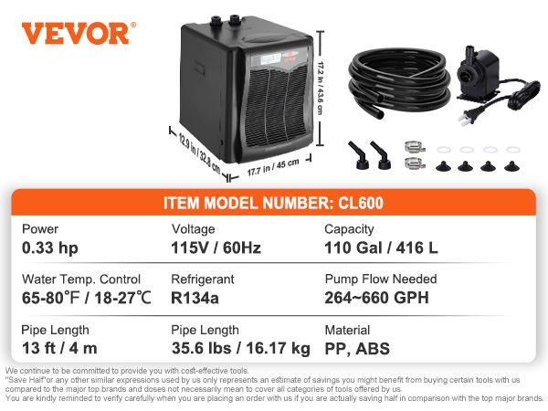 Aquarium Chiller,1/3 HP,110 Gal