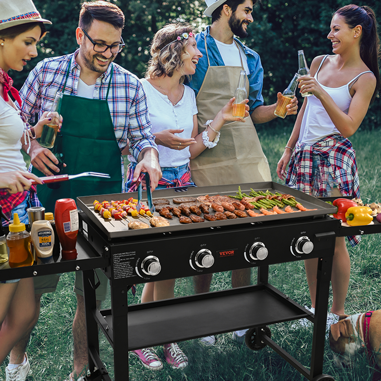 VEVOR 17/22/36"Outdoor Countertop Propane Gas Griddle Flat Top Grill 1-4 Burners