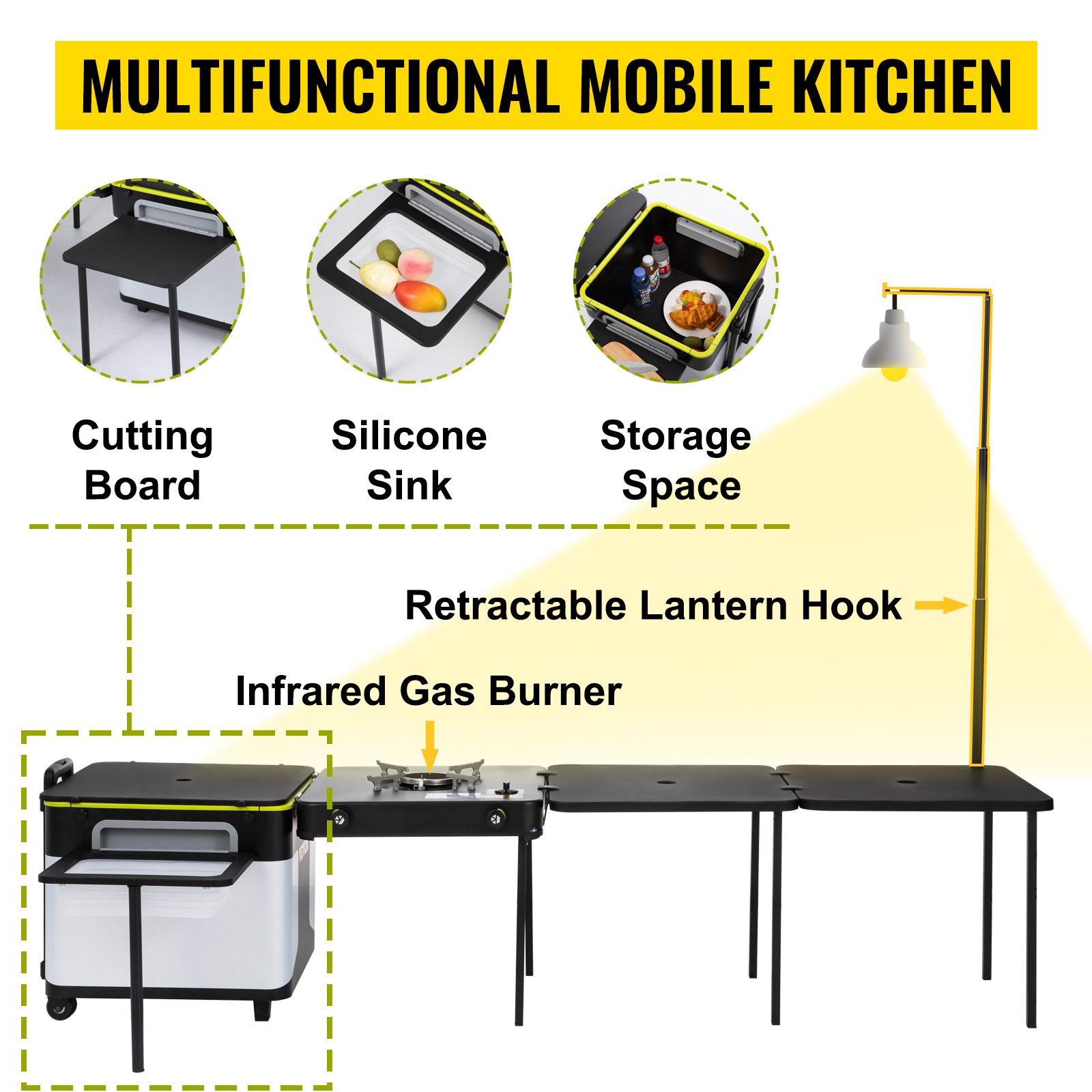 VEVOR Outdoor Mobile Kitchen, Portable Multifunctional Camp Box