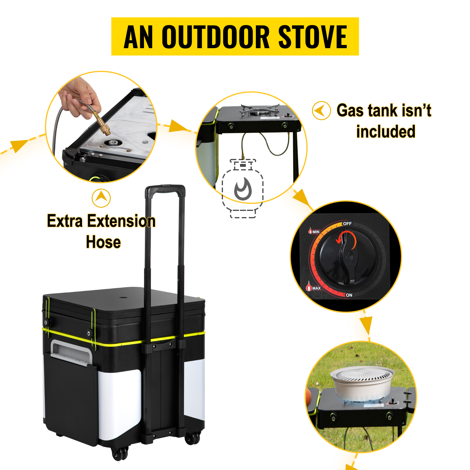  CAULO 40L Outdoor Mobile Kitchen Car Multifunctional Kitchen  Box Camping Picnic Stove Folding Table Portable Wheel,Storage Box Folding Stove  Table : Sports & Outdoors
