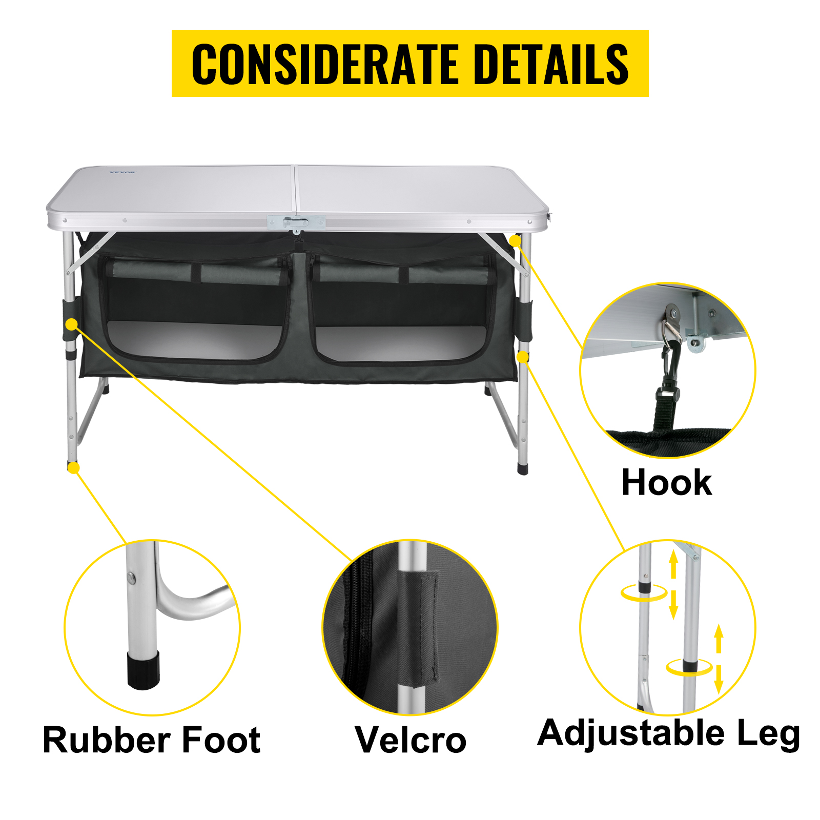 VEVOR Outdoor Mobile Kitchen, Portable Multifunctional Camping Kitchen  station, All in One Integrated Folding Cooking Box with Windproof Stove,  Folding Tables Storage Organizer for Beach BBQ Picnic 