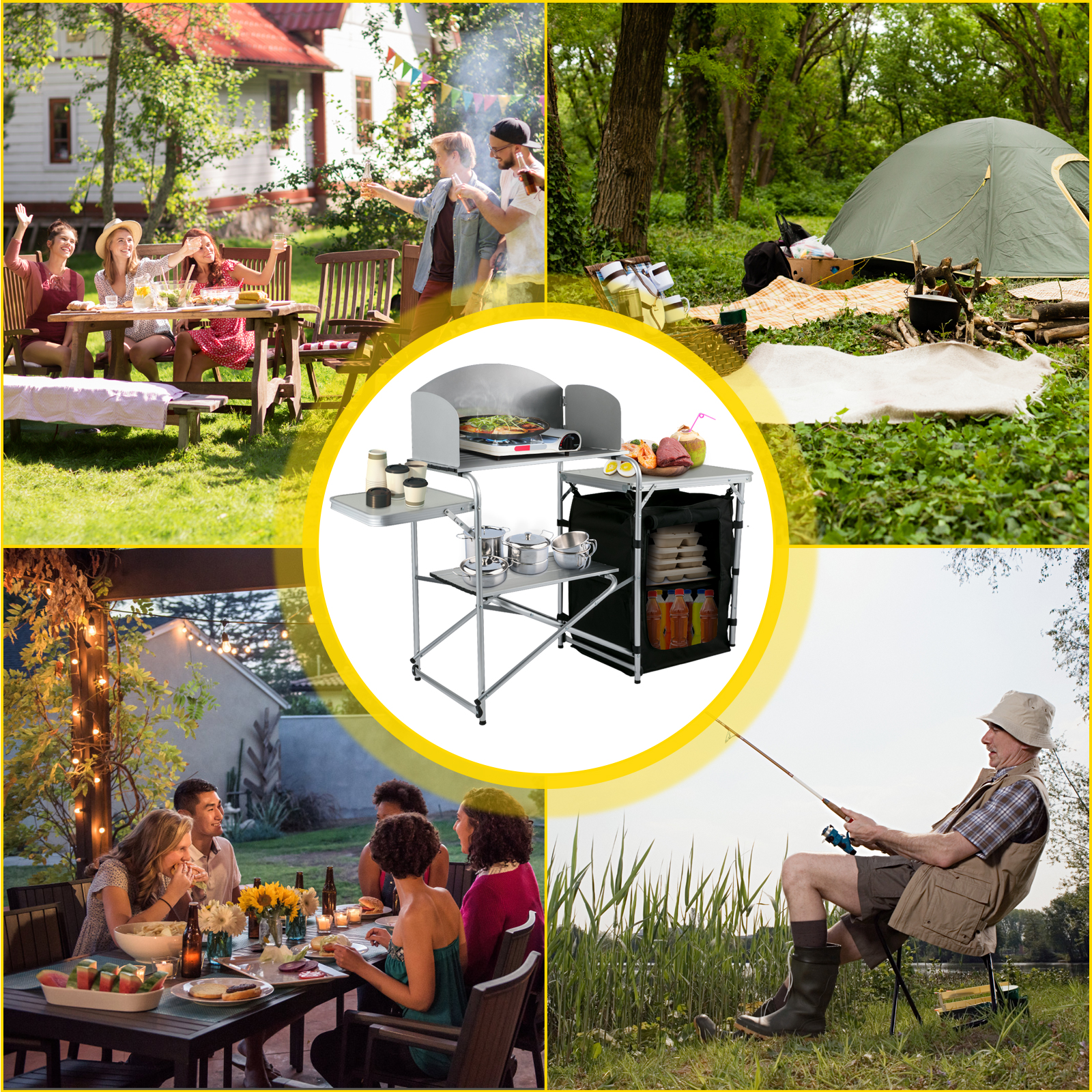 Equipo de camping, juego de cocina de camping, 21 piezas de accesorios de  camping, juego de cocina de campamento, accesorios y organizador de cocina