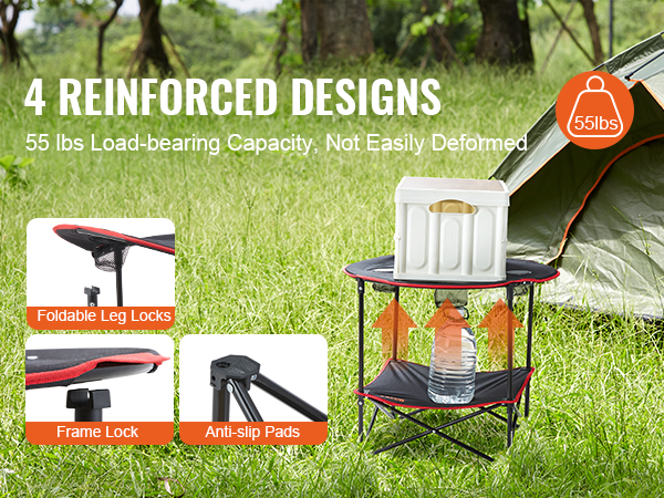 thumbnail image 2 of Folding Camping Table With 2 Cup Holders - Portable 600D Oxford Fabric Picnic Table For Outdoor Use 2 of 9