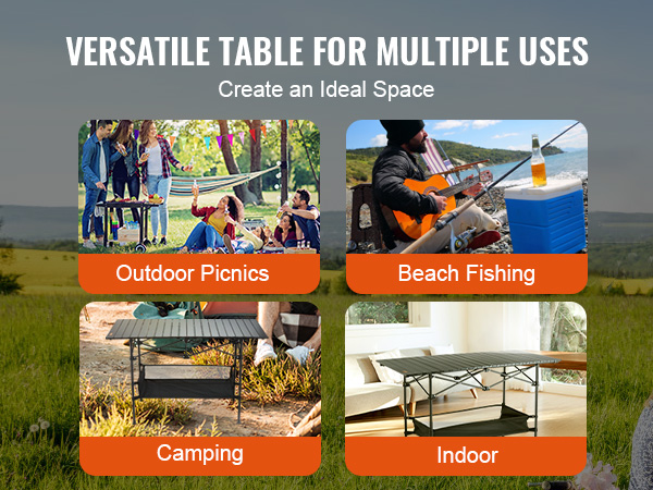 Mesa plegable de aluminio, mesa de campamento multiusos para picnic, mesa  rectangular portátil y ajustable para fiestas, playa, patio trasero