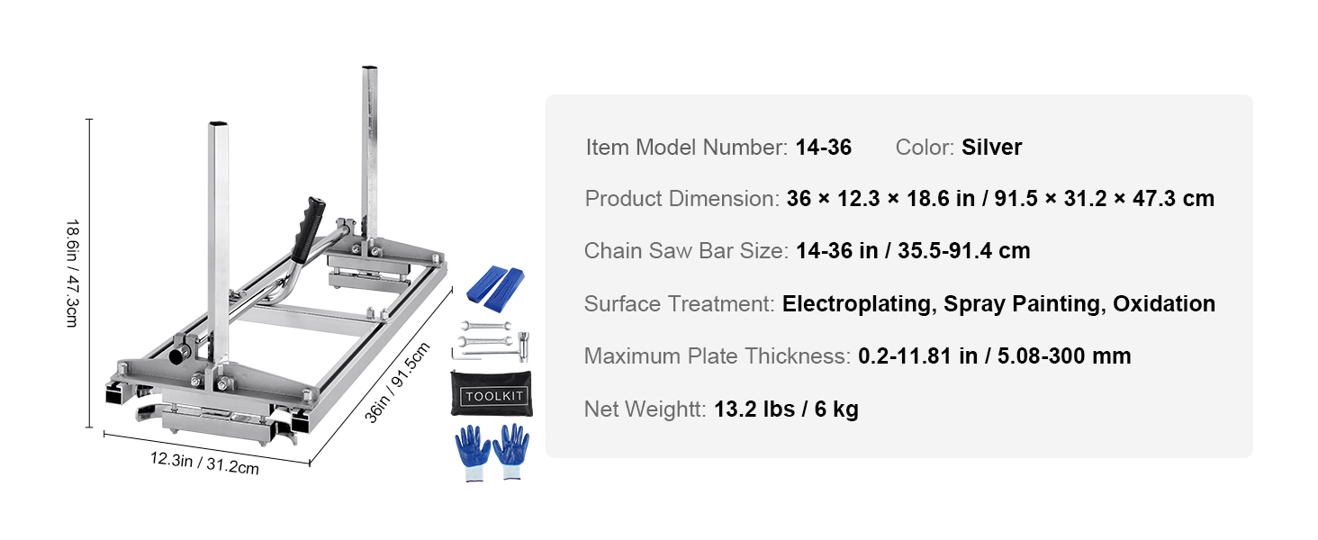 Kettensäge Sägehilfe 14-36" Guide Bar Mill Max 300mm Schnitthöhe Stahl Chainsaw Mill A100 1.11w
