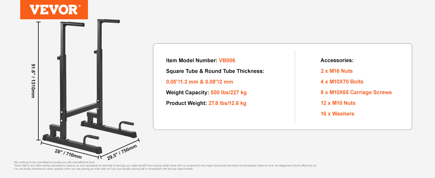 VEVOR Dip Bar, kapacita 500 lb, Stanica pre ťažký tréning s nastaviteľnou výškou, Stabilizátor pre fitness Push Up Stojan, paralelné tyče pre silový tréning Domáca posilňovňa