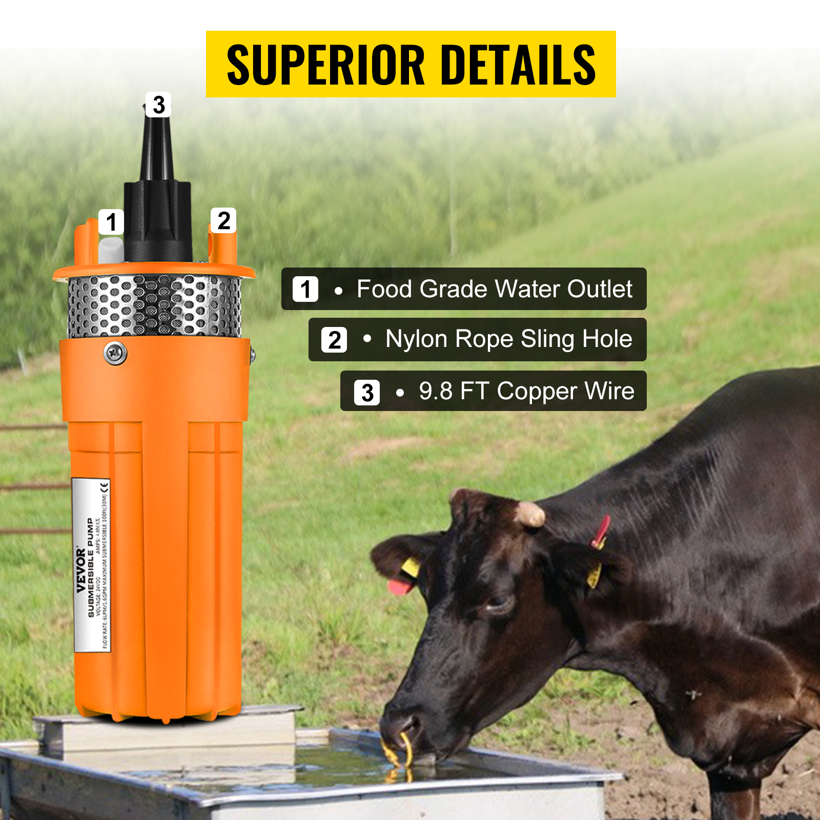 24V DC Solar Powered Deep Submersible Water Well Pump Farm Ranch Household