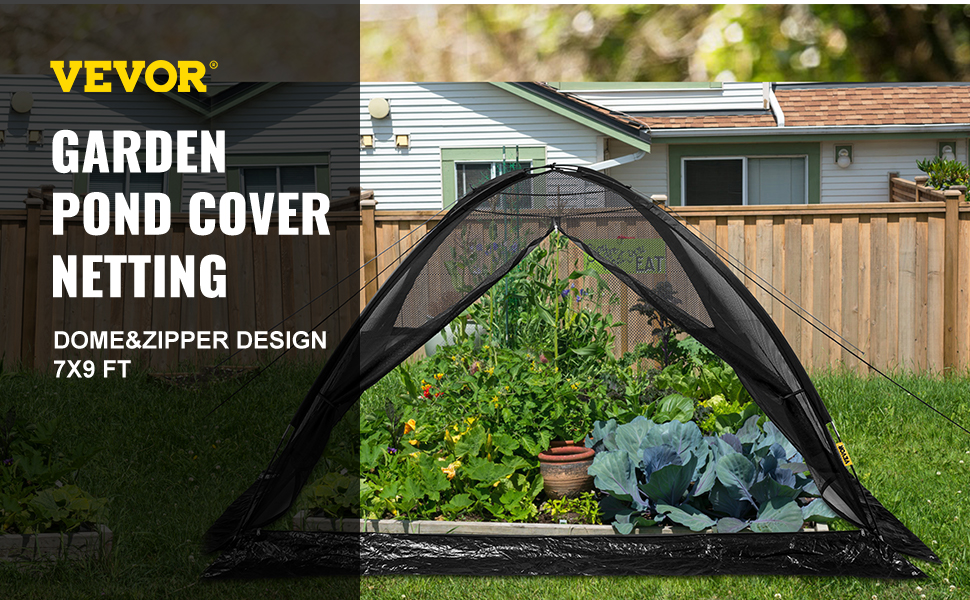 Pond Cover Dome,7x9ft,Black