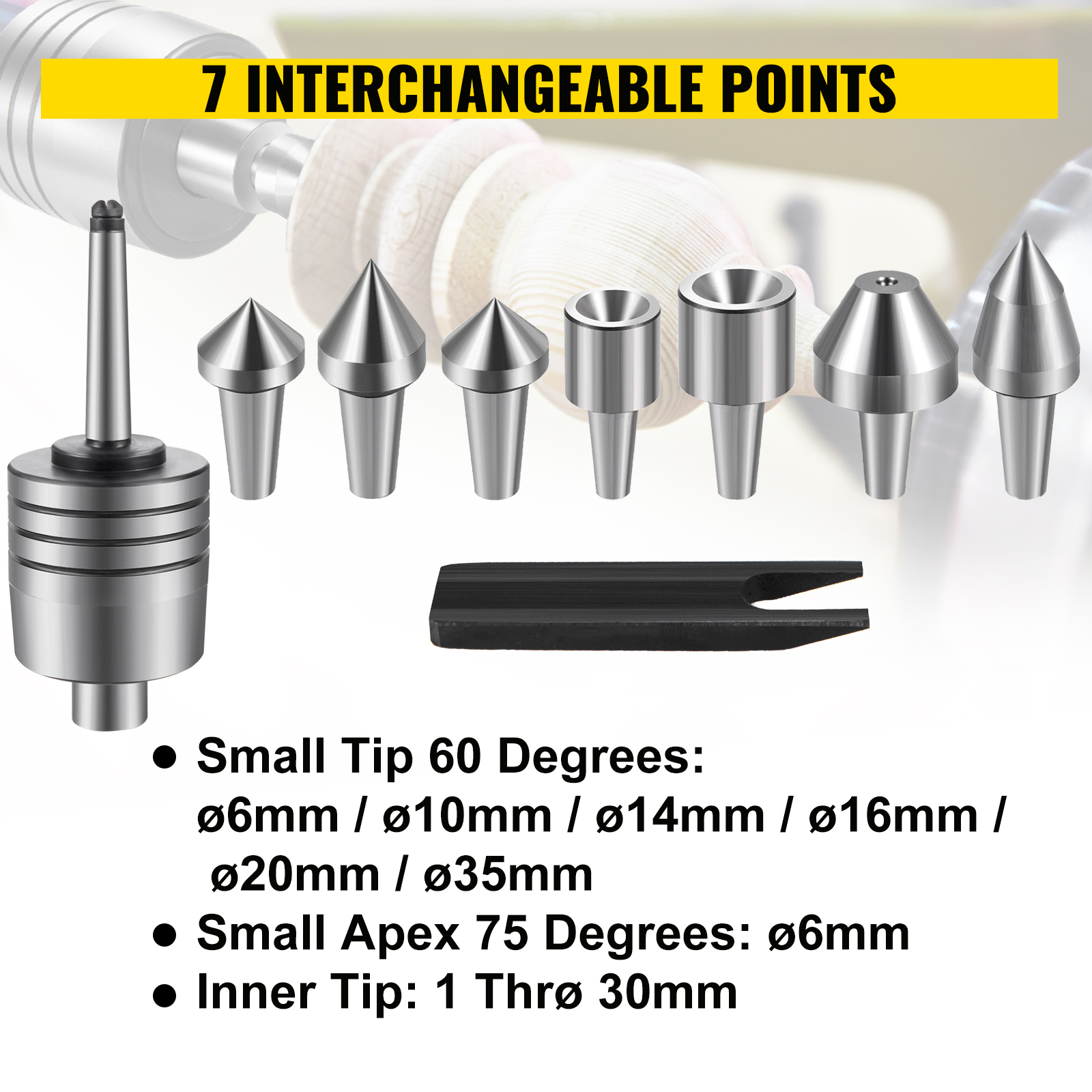 Vevor Live Center Set Live Center Wood Lathe Mt3 0.0001