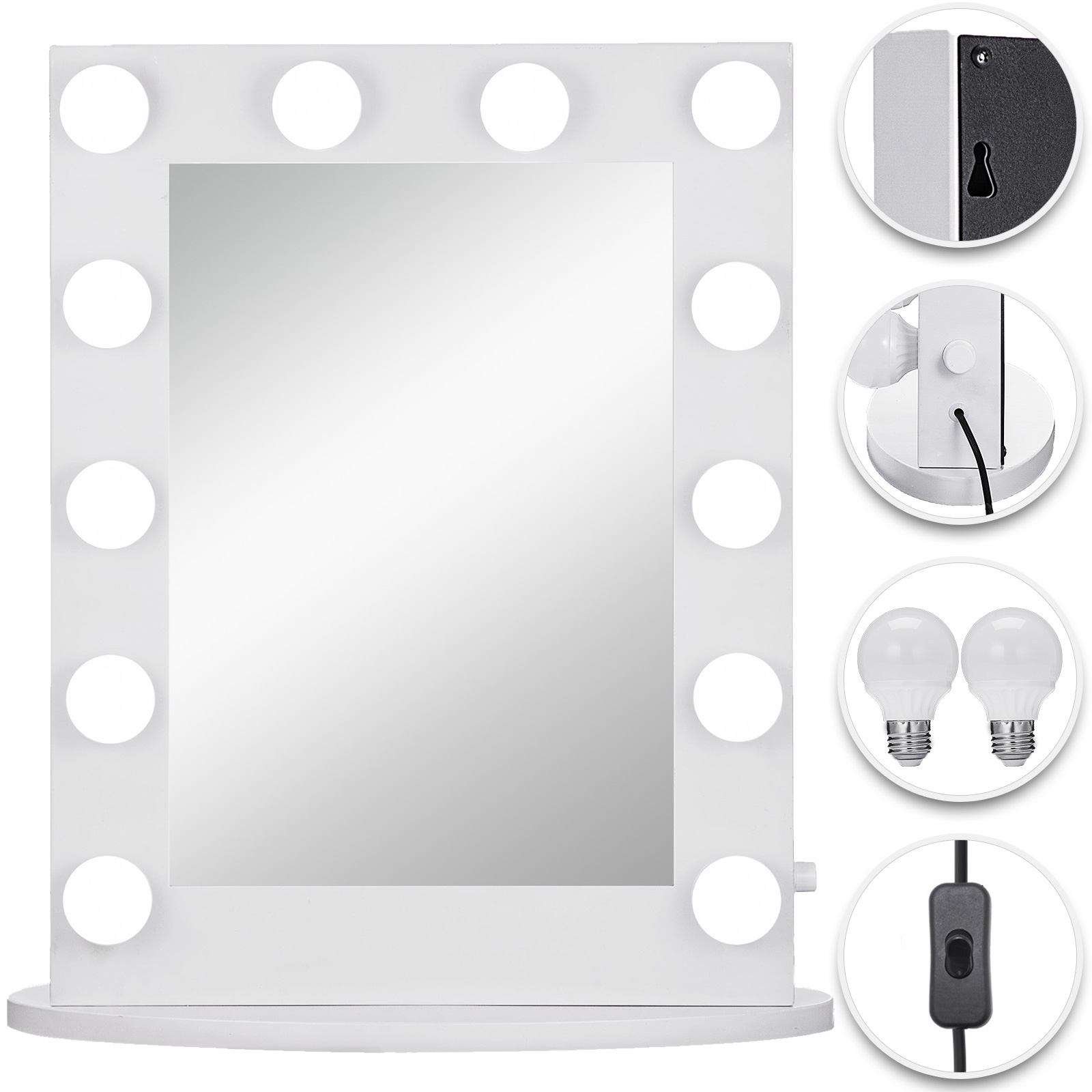 Niches Hollywood Vanity Makeup Mirror Lights Up 14 LED Dimmable Bulbs White