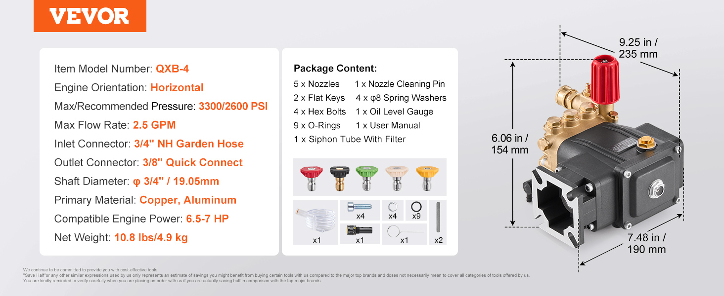 Pressure washer pump,3/4 inch,3300 PSI