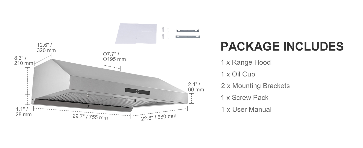 Range Hood,Stainless Steel,3 Speed