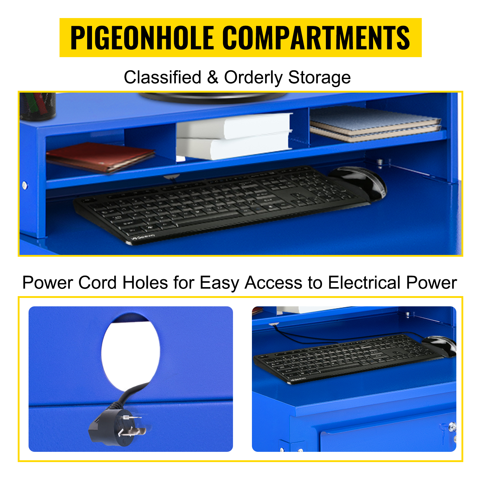 VEVOR Flat Top Shop Desk with Pigeonhole Compartments 31.5"W x 26.8"D x