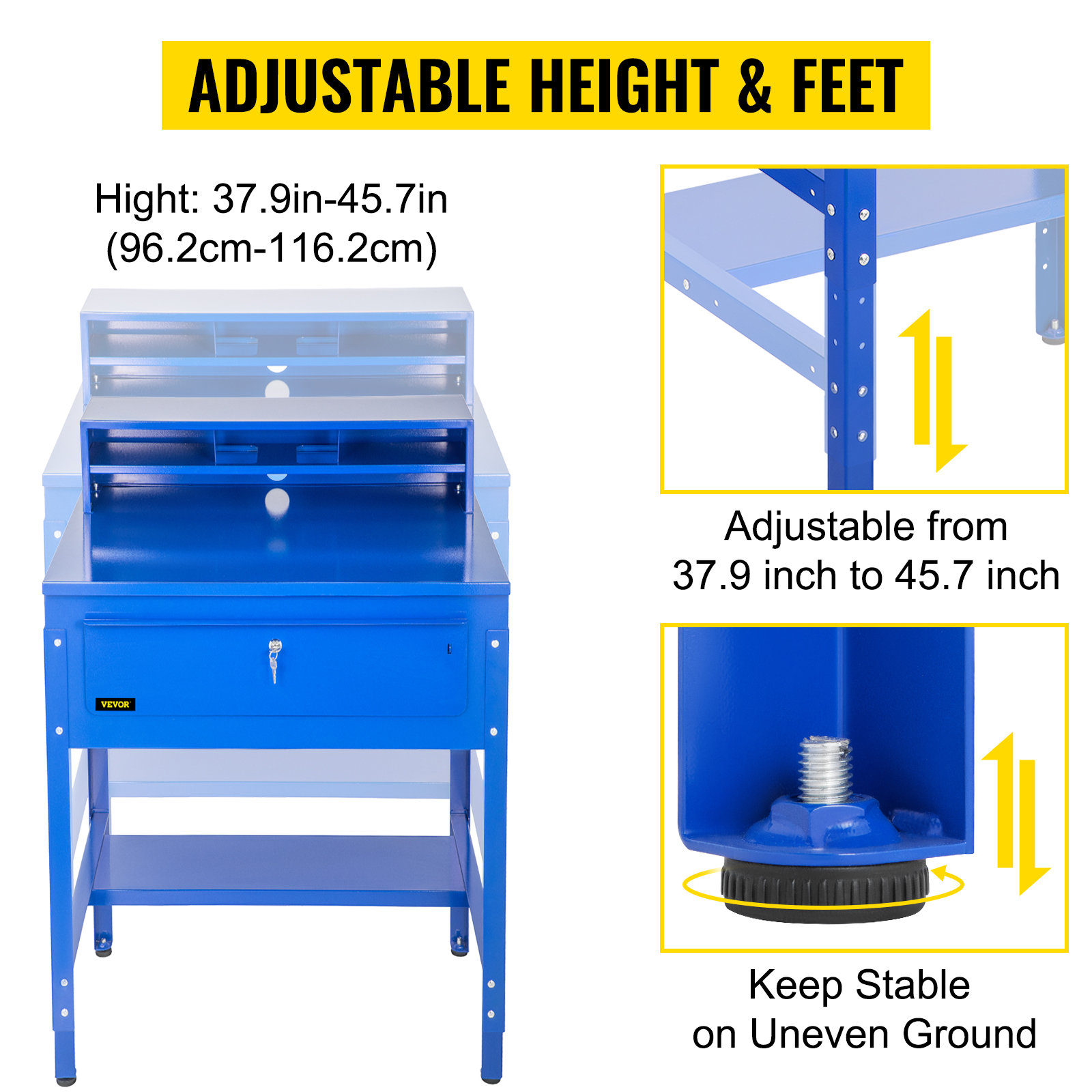VEVOR Flat Top Shop Desk with Pigeonhole Compartments 31.5"W x 26.8"D x