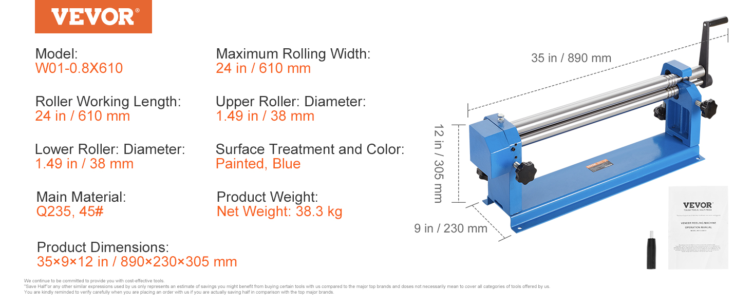 Slip Roll Machine,24 in,Slip Roller