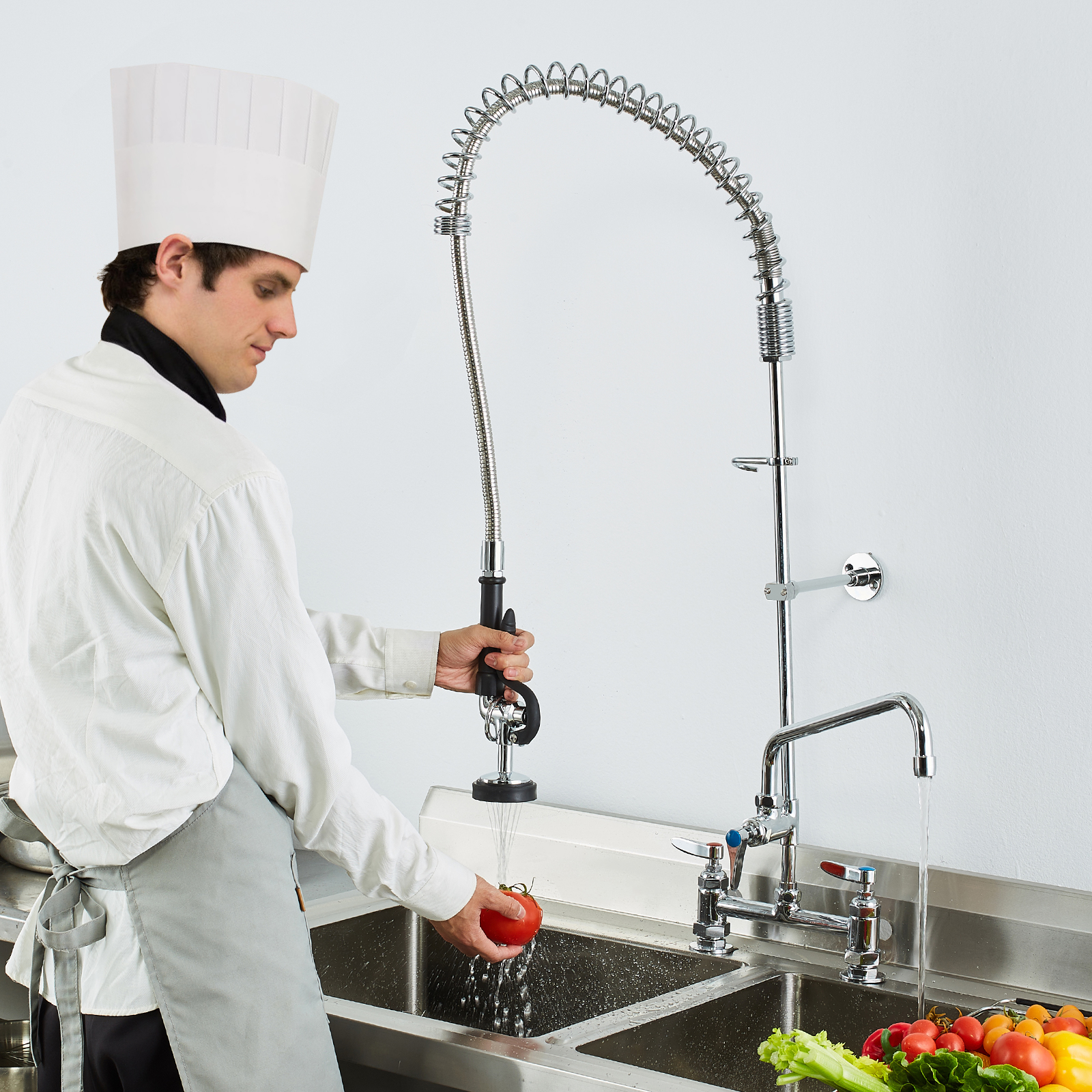 Commercial Pre-Rinse Kitchen Sink Faucet w/ Sprayer Mixer Tap 21-47in - Picture 82 of 86
