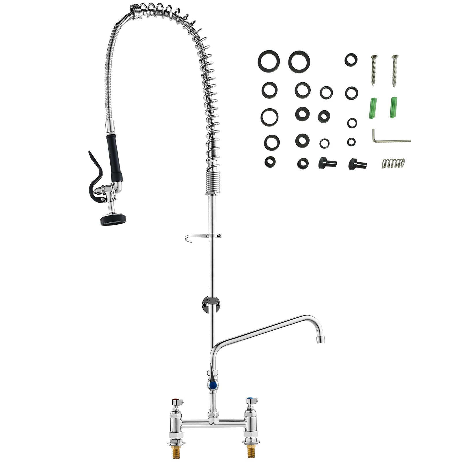 Commercial Pre-Rinse Kitchen Sink Faucet w/ Sprayer Mixer Tap 21-47in - Picture 83 of 86