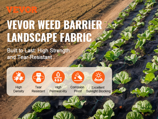 VEVOR VEVOR Weed Barrier Landscape Fabric, 3*100FT Heavy Duty Garden ...