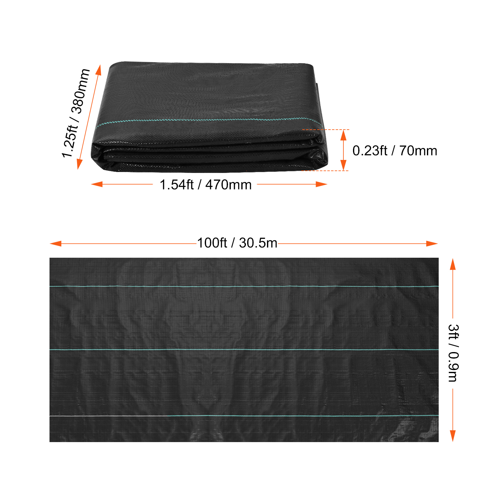 VEVOR Weed Barrier Landscape Fabric, 3100FT Heavy Duty Garden Weed ...