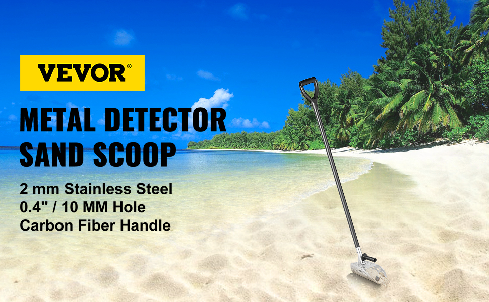 metal detector sand scoop,carbon fiber handle pole,10mm round holes
