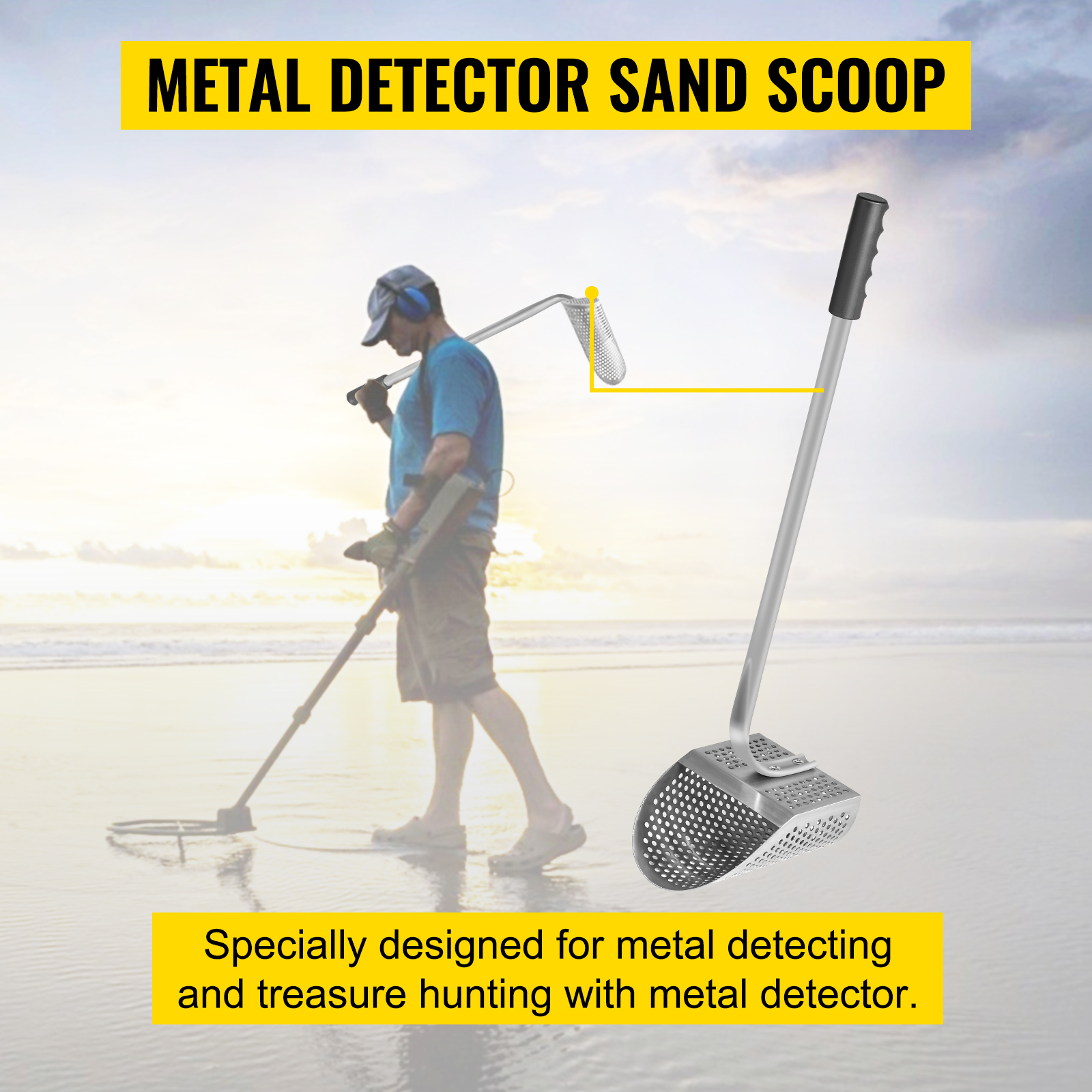 VEVOR Metal Detector Sand Scoop, Stainless Steel Metal Detecting Beach  Scoop Scoops, 10 MM Hole Beach Metal Detector Scoop Shovel, w/ Stainless  Steel