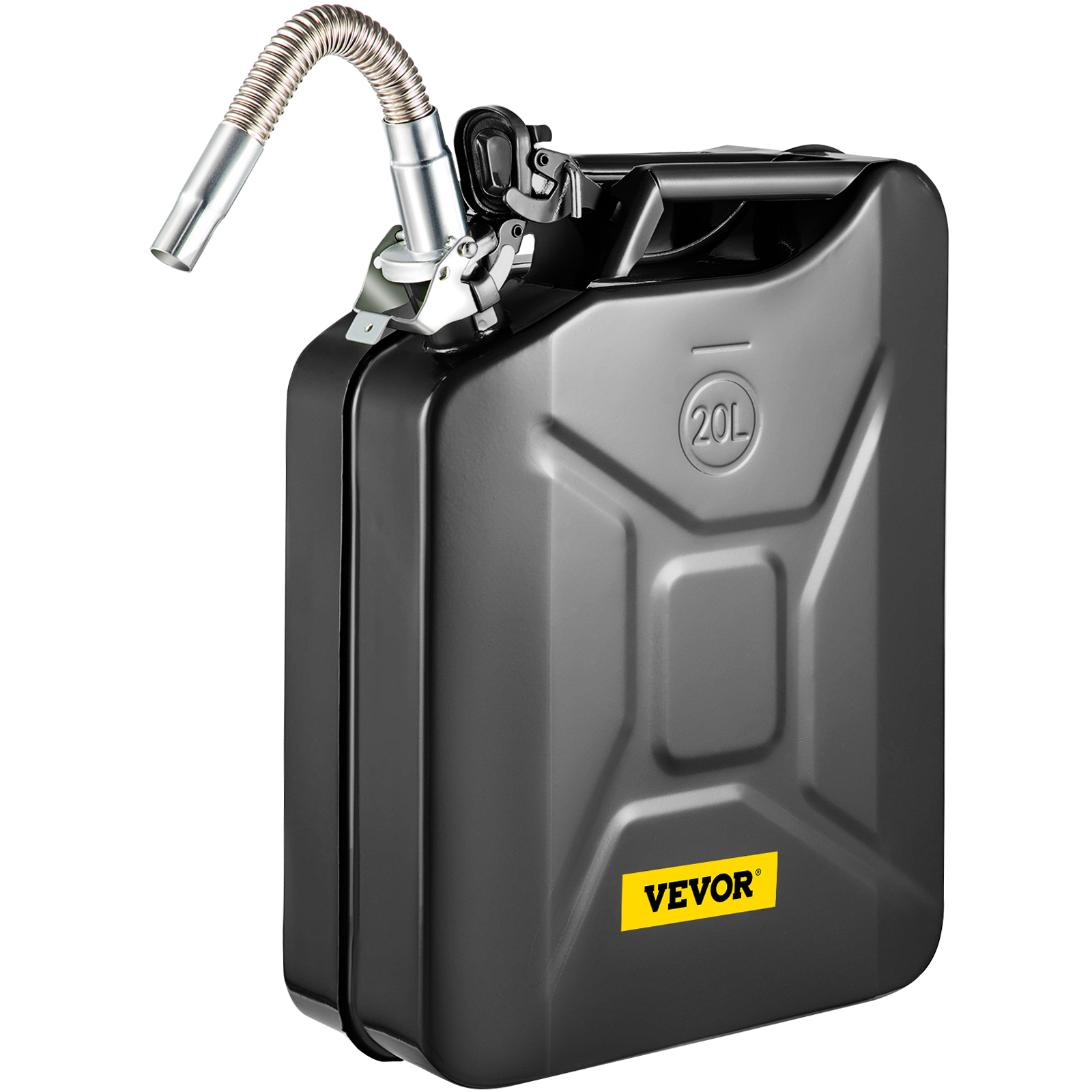 VEVOR Jerry Fuel Can, 5.3 Gallon / 20 L Portable Jerry Gas Can with Flexible Spout System, Rustproof Heat-Resistant Steel Fue