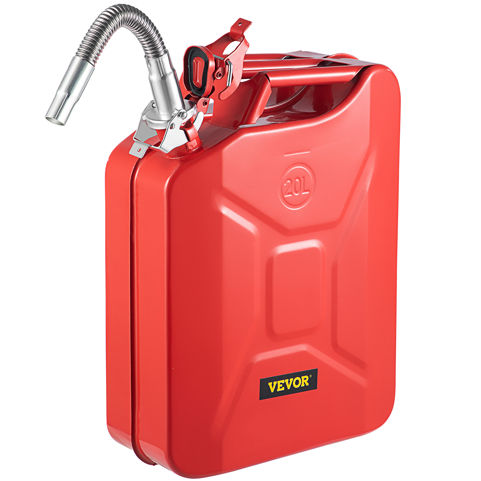 VEVOR Jerry Can Gas Can 5.3 Gallon / 20 L Portable Steel Jerry Can with Flexible Spout System Rustproof & Heat-Resistant Steel Fuel Tank for Cars