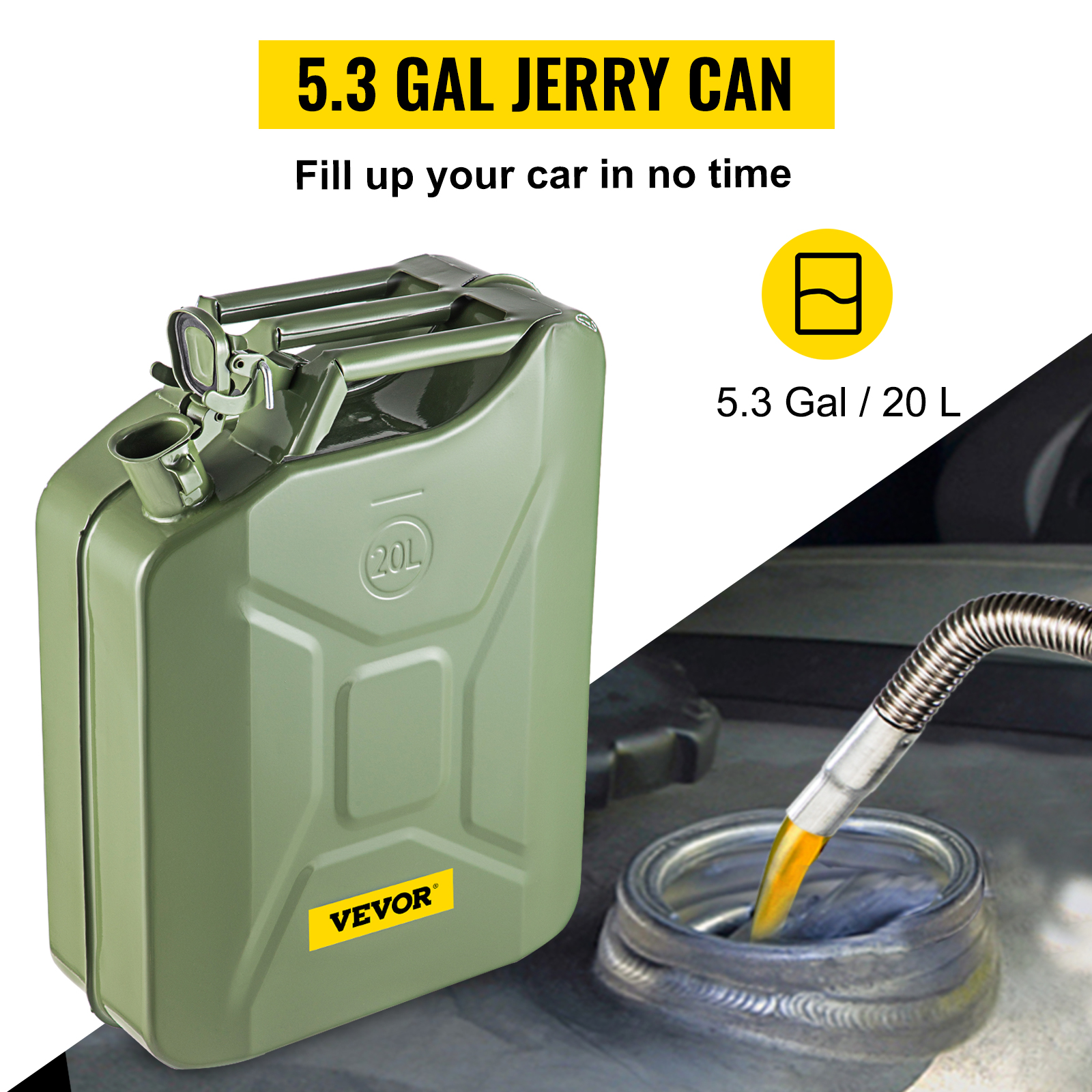 20L Jerry Can Reserve Gasoline Diesel Plastic Fluids Fuel Canister