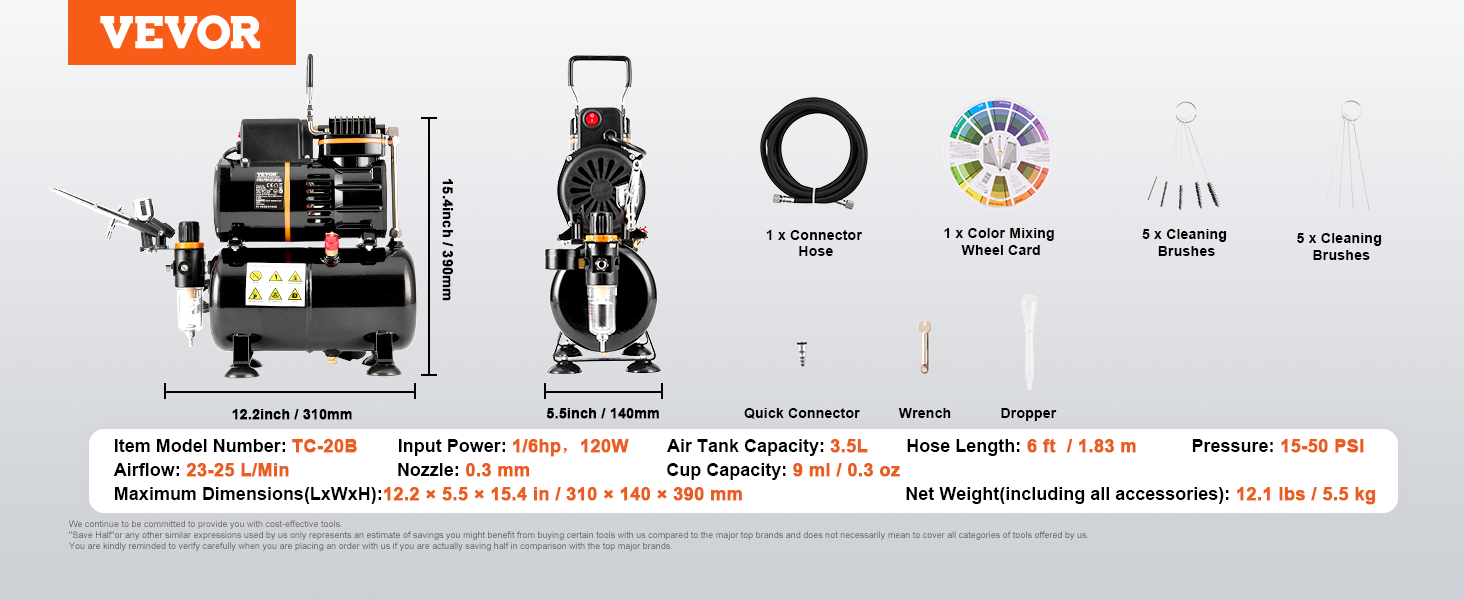 Airbrush Kit,Dual Fan,3.5L