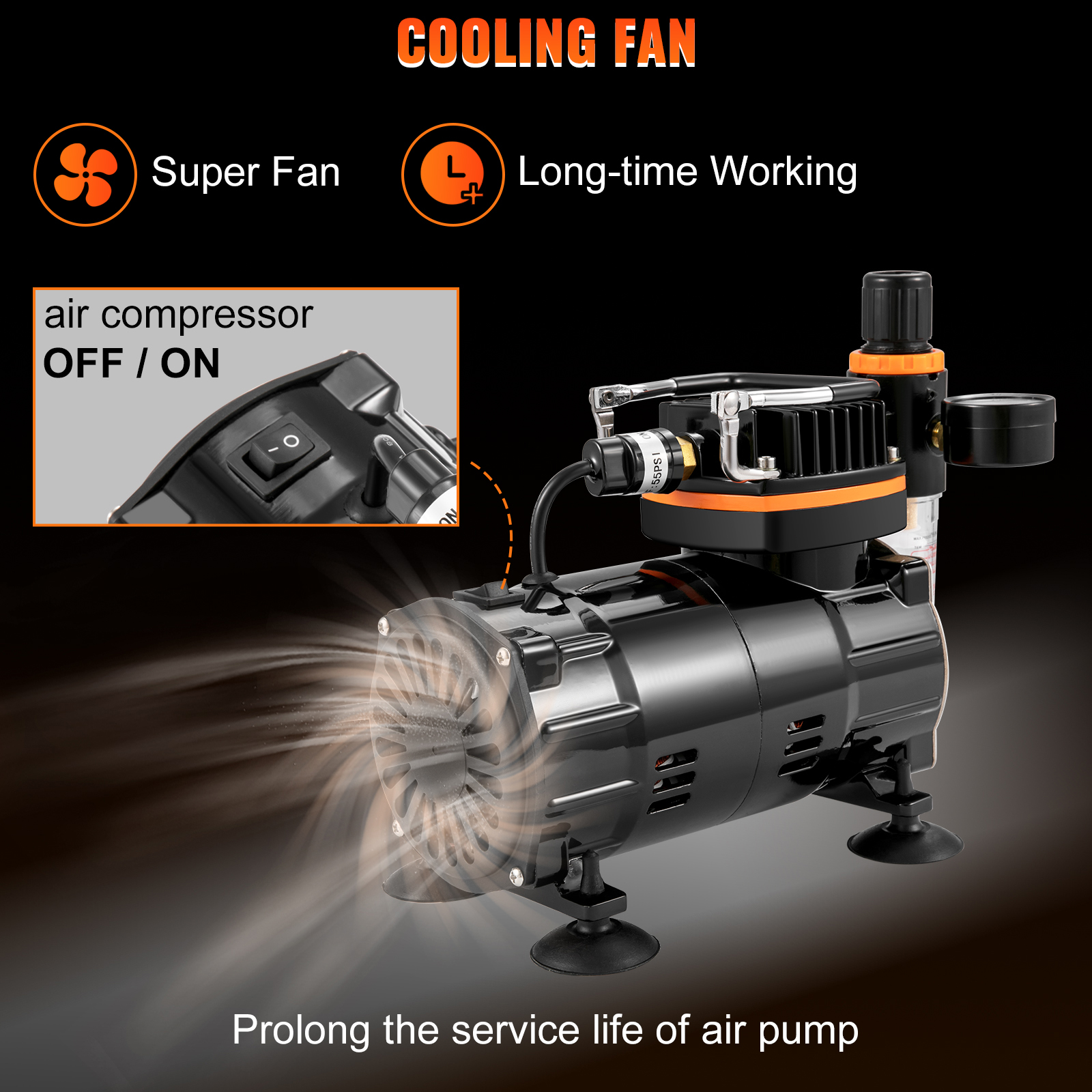 Dual Fan Air Compressor System Kit with a Dual-Action Airbrush Set