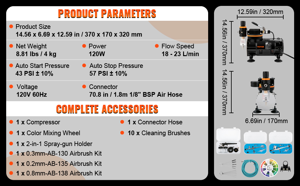 Airbrush-Kit mit Luftkompressor, Airbrush-Set, Airbrush-Malset