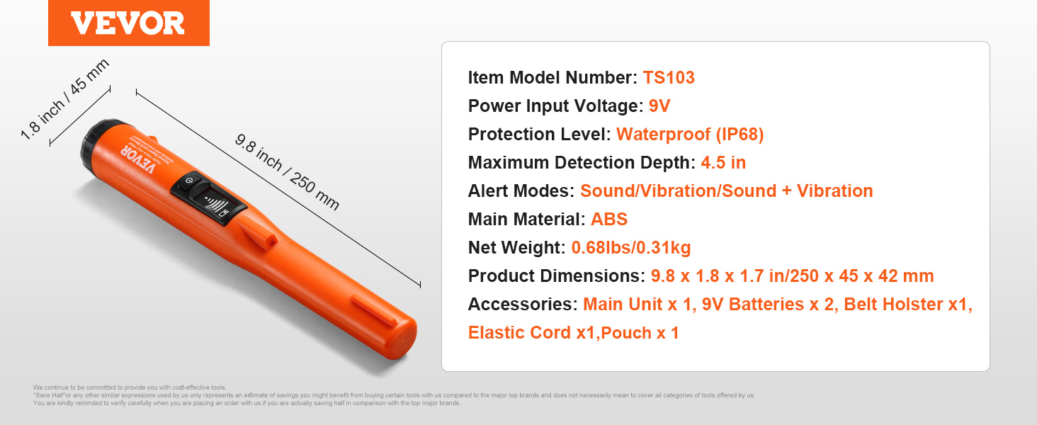 Metal Detector Pinpointer,IP68 Waterproof,LCD