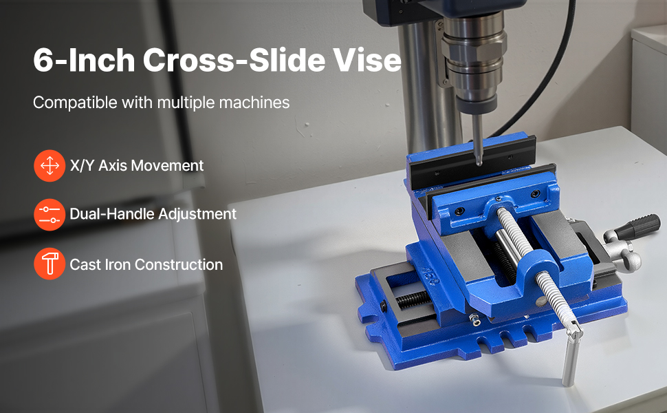 VEVOR Cross Slide Drill Press Vise 6 Inch 2 Way X-Y Axis Bench
