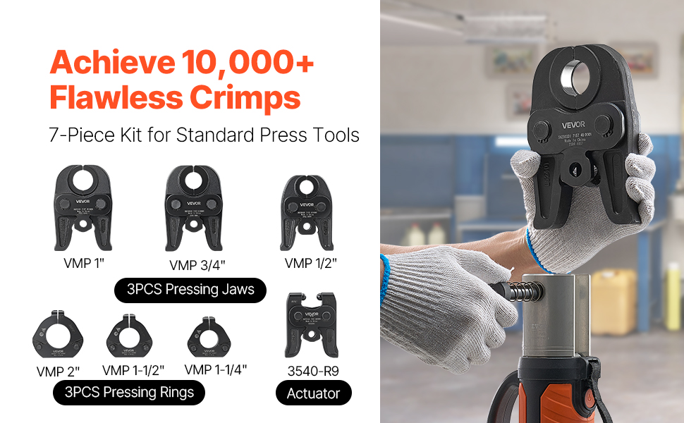 EUROBEAT X-PRESS 1, 2, 7 セット VEVOR 7PCS MegaPress Pressing Kit 1/2
