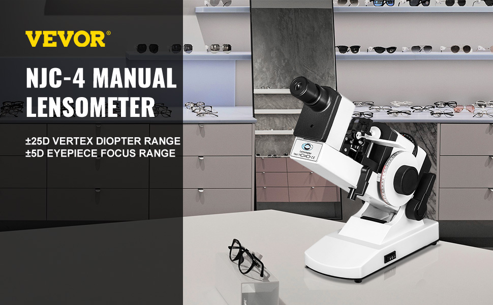 VEVOR Manual Lensómetro Rango Medición ±25D Rango Enfoque ±5D Focímetro
