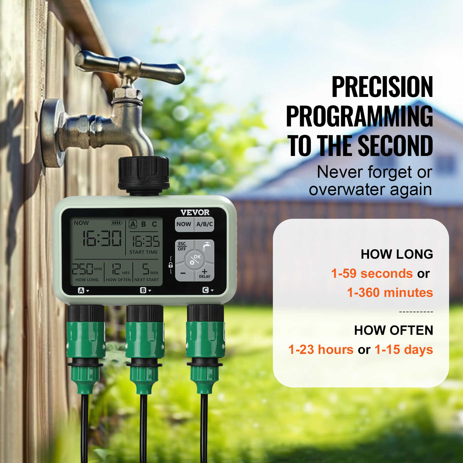 Water Timer 2/1/3 Outlets Hose Sprinkler Timer LCD Screen/Bluetooth - Picture 29 of 38