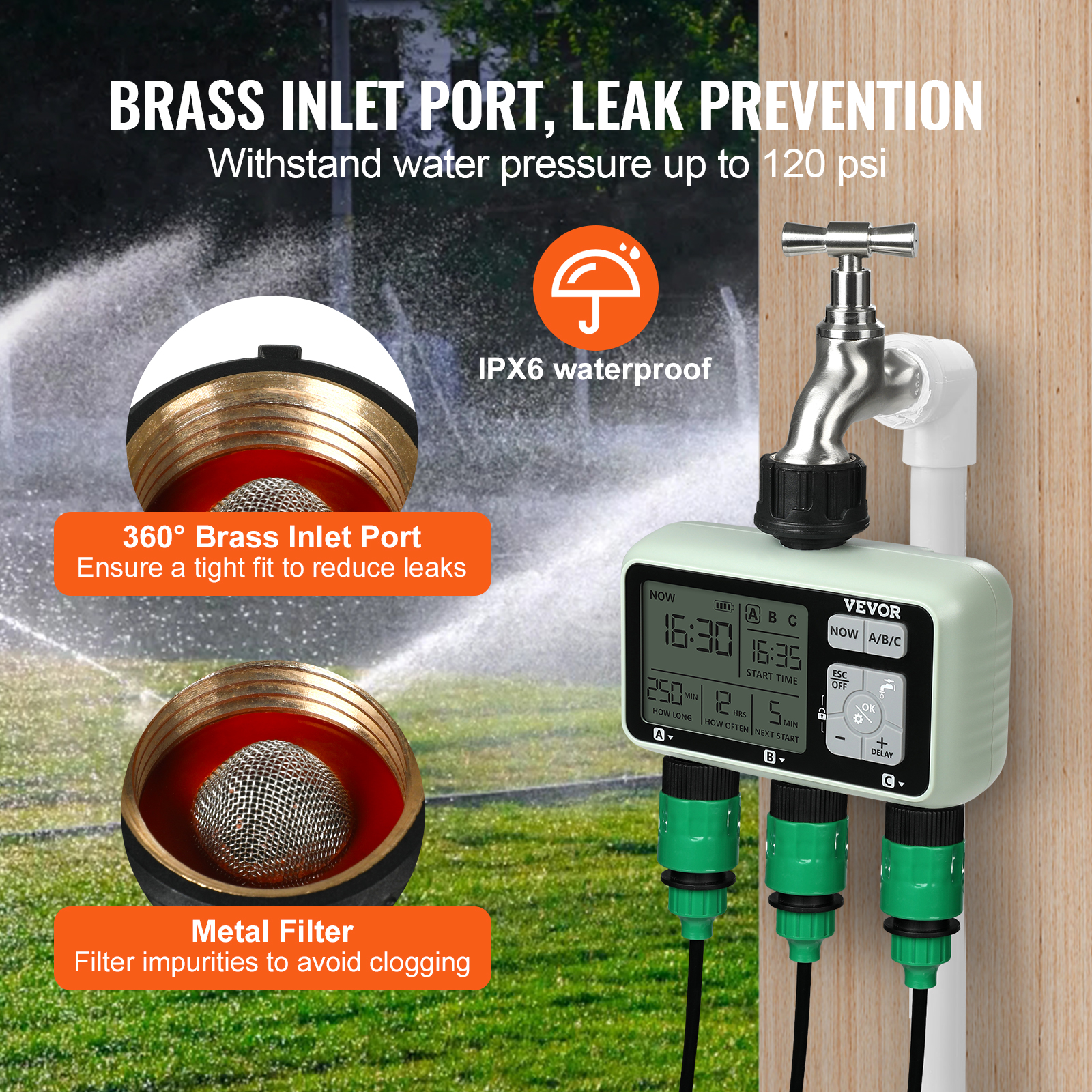 Water Timer 2/1/3 Outlets Hose Sprinkler Timer LCD Screen/Bluetooth - Picture 33 of 38