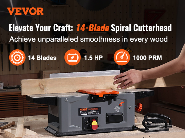 thumbnail interactive-video image 1 of 6 Inch Spiral Benchtop Jointer – 10000 RPM, 14-Blade, 110V – Model MB5015II 1 of 3