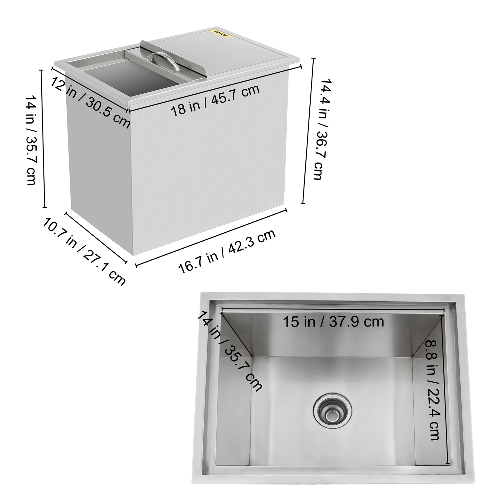 Details about   Drop In Ice Chest Bin Outdoor Kitchen BBQ Cold Drinks 69 X 46 X 54 cm 