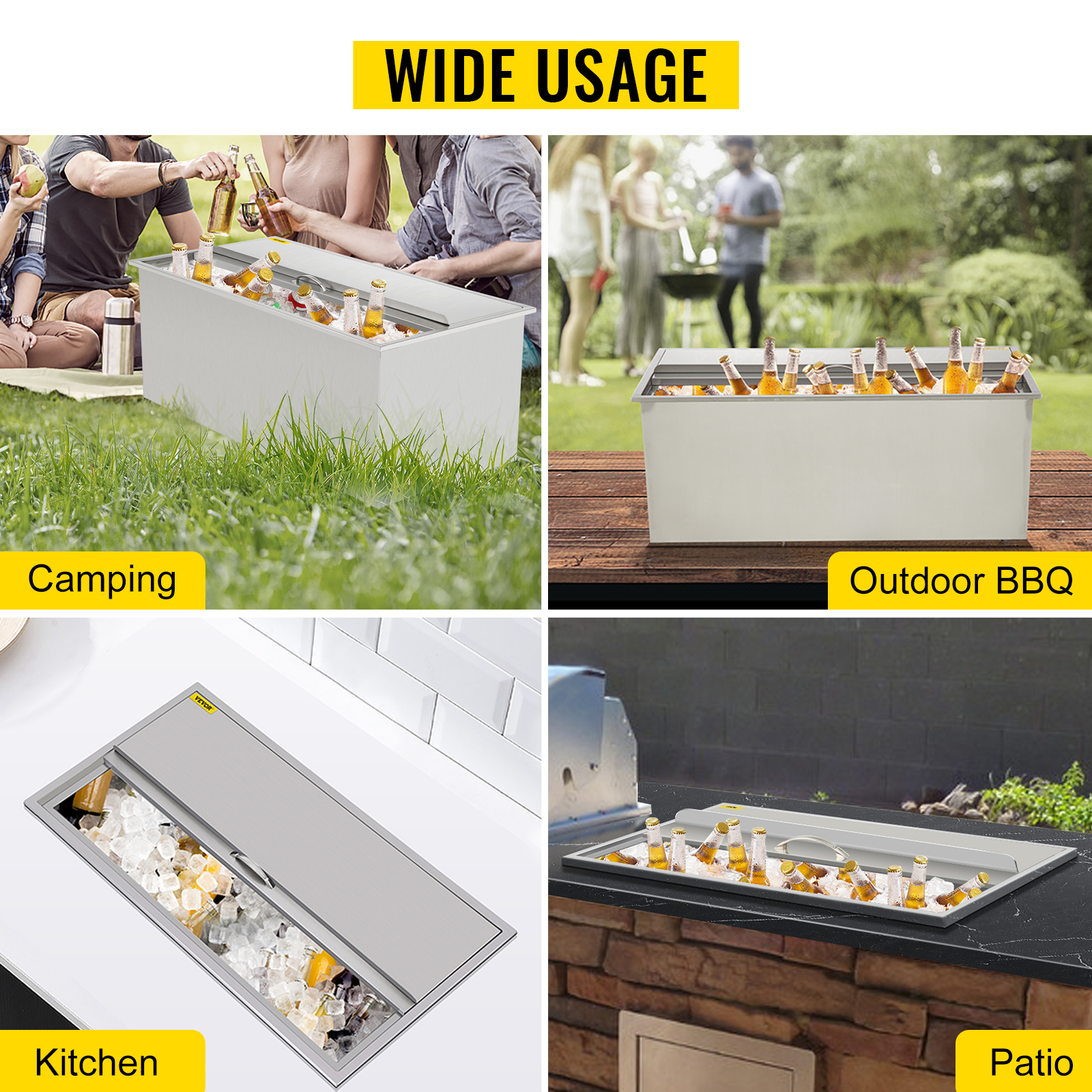 VEVOR 65.4 Qt. Bar Ice Chest with Hinged Cover 28 in. x 14 in. x 17 in.  Drop in Ice Bin for Outdoor Kitchen QRSJ28X14X178AJ5IV0 - The Home Depot