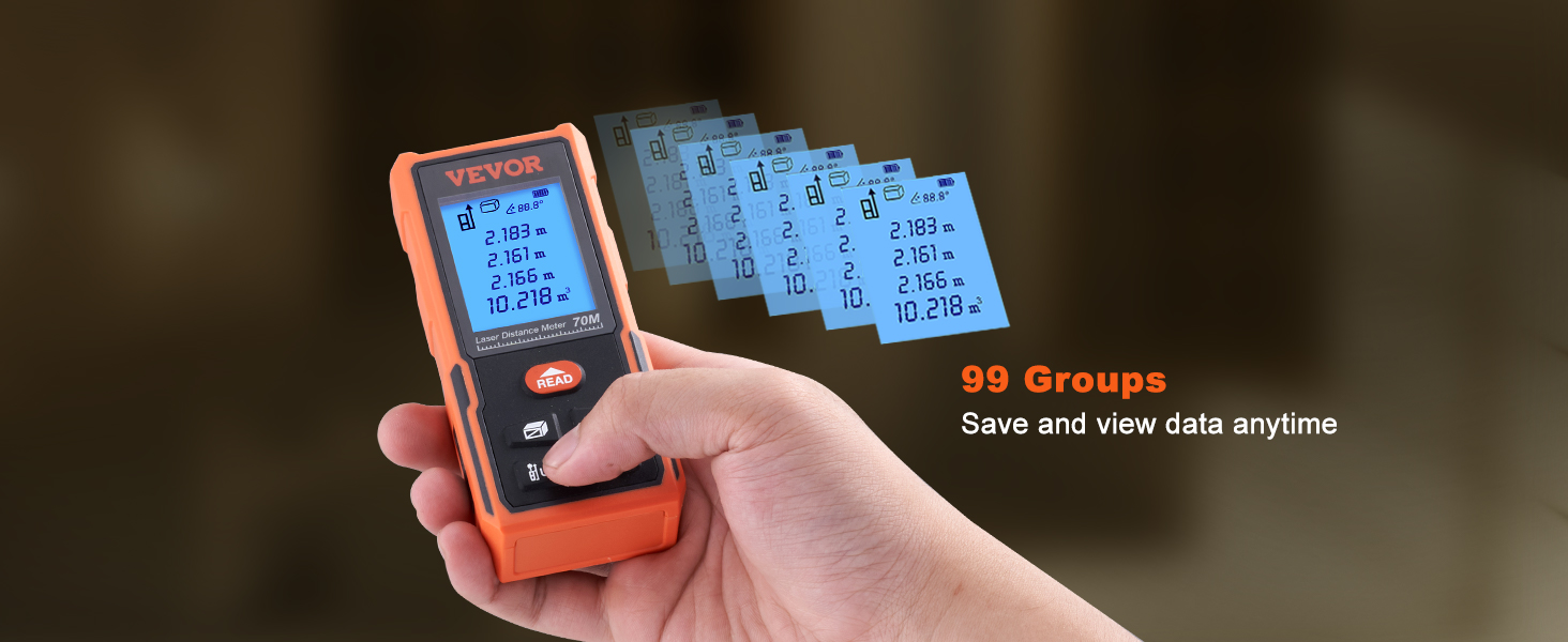 VEVOR profesjonalny dalmierz laserowy 70m zakres pomiarowy dalmierz ±1