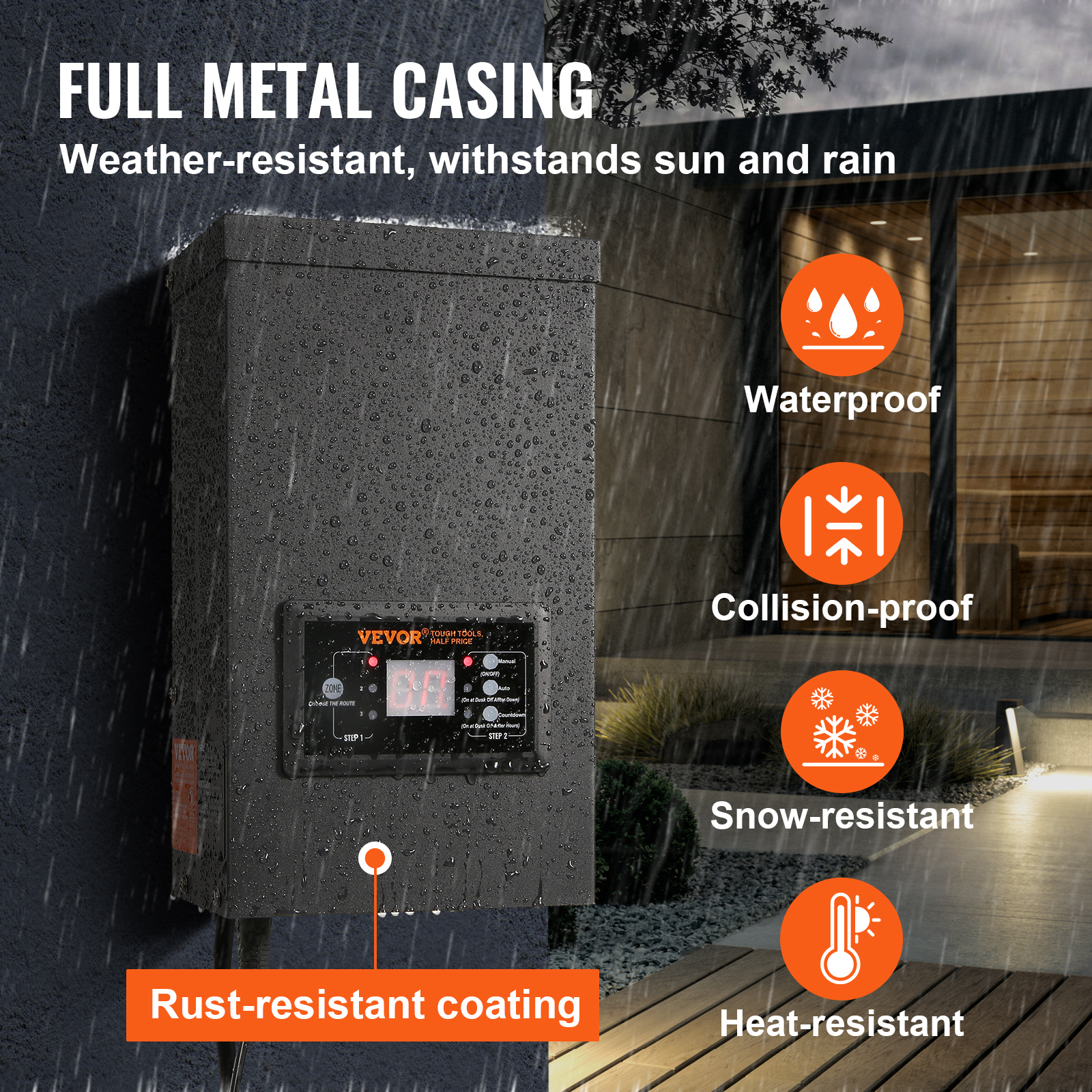 600/300/200/120W Low Voltage Landscape Transformer with Photocell Sensor 6