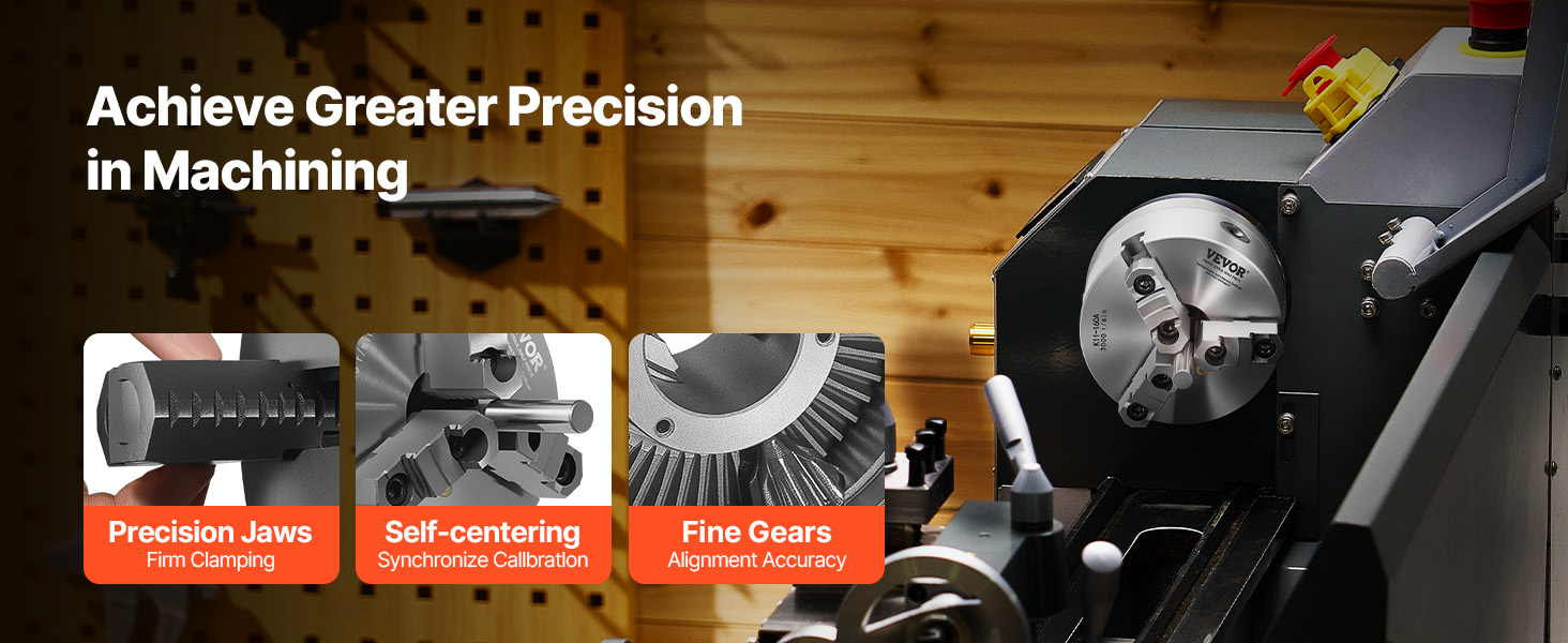 VEVOR 3-Jaw Lathe Chuck, 6 Inch (160 mm), Self-Centering Chuck with 1 1 ...
