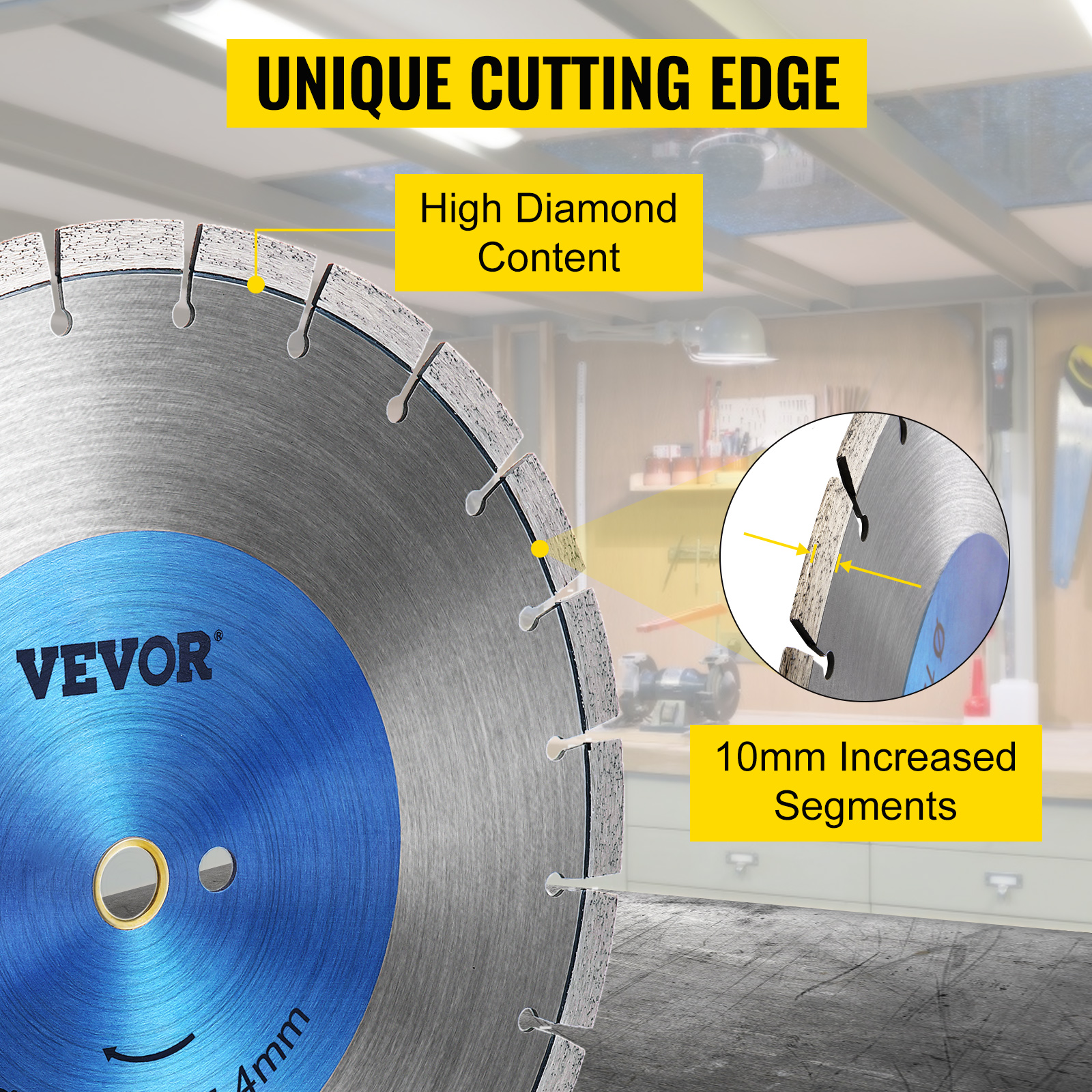 VEVOR Diamond Blade 14" Concrete Saw Blade Wet or Dry Segmented Cutting